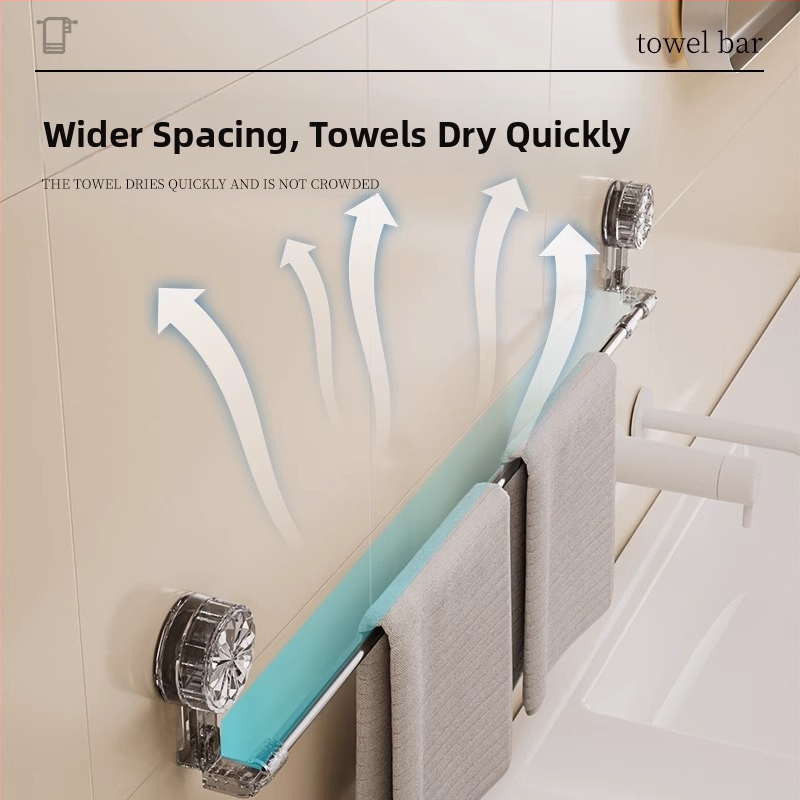 Rätikute hoidik imukuppidega, puurimise vajaduseta, teleskoopiline vannitoa hoidik, plastikust ja roostevabast terasest