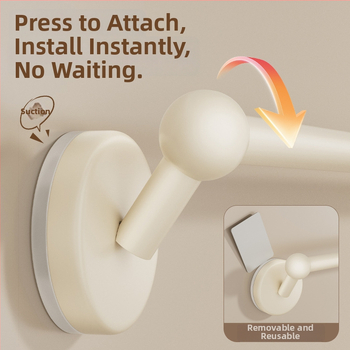 Siurbiamas rankšluosčių laikiklis vonios kambariui — be gręžimo, tvirtinamas prie sienos, su vienu arba dviem strypais, iš metalo ir ABS