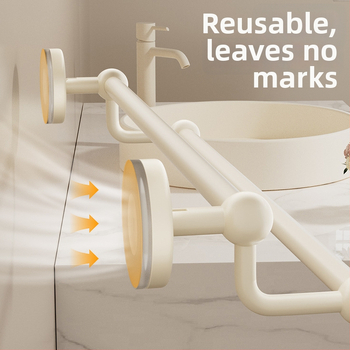 Siurbiamas rankšluosčių laikiklis vonios kambariui — be gręžimo, tvirtinamas prie sienos, su vienu arba dviem strypais, iš metalo ir ABS