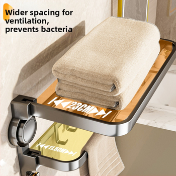 Oginsk metalo rankšluosčių laikiklis vonios kambariui su suction cup — be gręžimo montavimas, sieninis laikiklis saugyklai