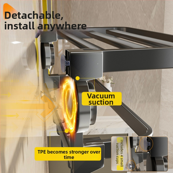 Oginsk metalo rankšluosčių laikiklis vonios kambariui su suction cup — be gręžimo montavimas, sieninis laikiklis saugyklai