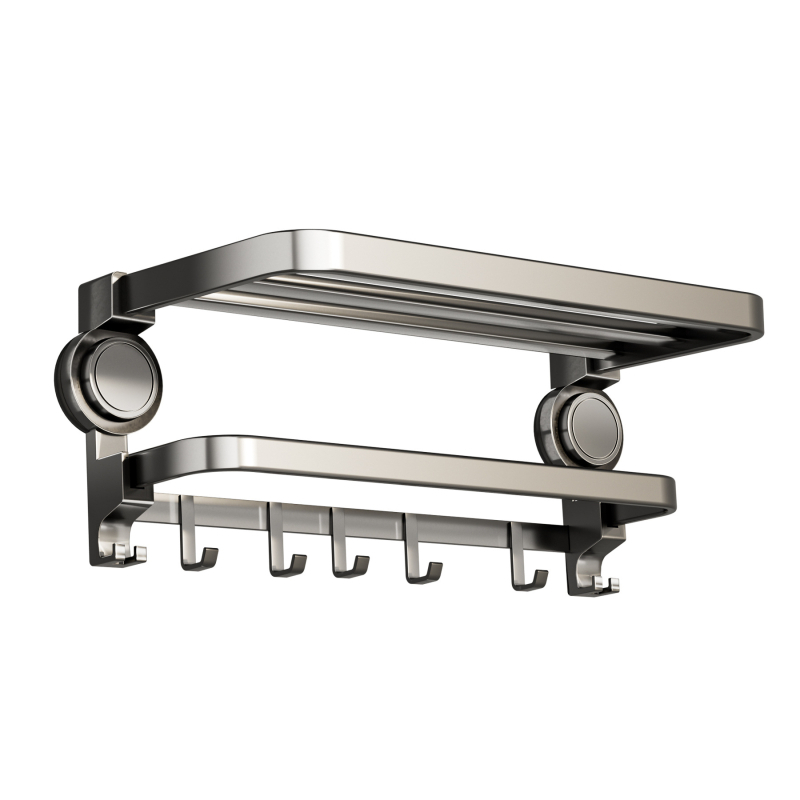 Oginsk fém törölközőtartó fürdőszobához suction cup-dal — falra szerelhető, fúrás nélküli tároló