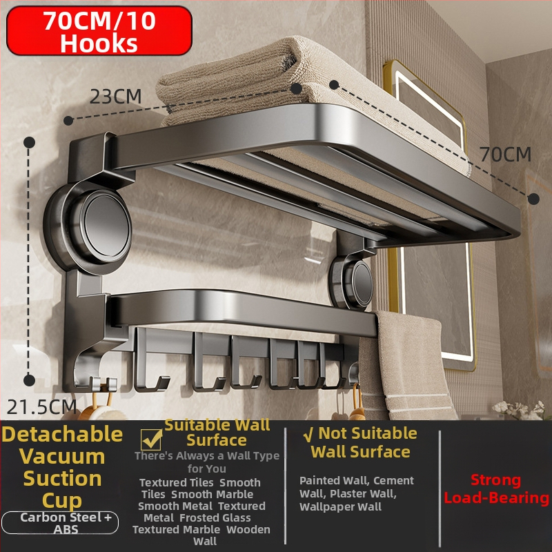 Oginsk metalo rankšluosčių laikiklis vonios kambariui su suction cup — be gręžimo montavimas, sieninis laikiklis saugyklai
