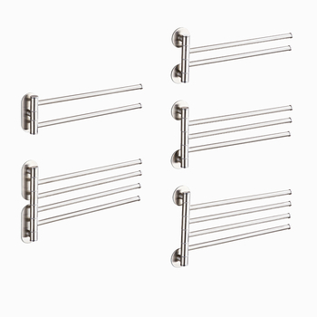 Suport pentru prosoape fără găuri din oțel inoxidabil 304 pentru baie, bară de prosoape rotativă și spațiu de depozitare, 2–4 niveluri