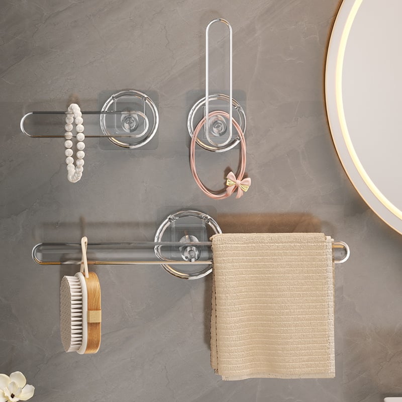 Bară de prosoape - Sistem de depozitare montat pe perete cu cârlig în formă de L, din plastic, lucios, capacitate 5 kg