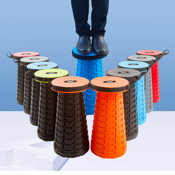 Scaun pliabil de călătorie — scaun portabil cu șezut rotund din PP plastic, rezistență până la 100 kg, greutate 980 g, pliabil