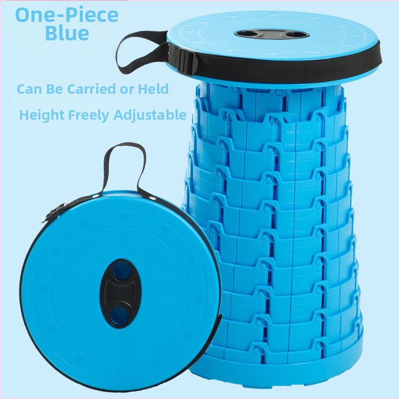 Reisile sobiv kokkukäiv tool — kaasaskantav PP-plastikust ümmarguse istmega tool, kandevõime 100 kg, kaal 980 g, kokkukäiv