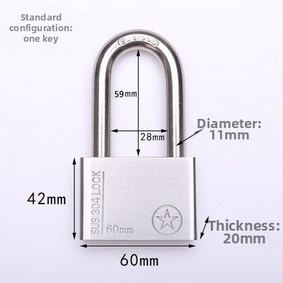 304 nerūdijančio plieno spyna, atsparus vagystėms ir vandeniui, tiesioginio atidarymo tipas, modelis Sbe, šiuolaikiškas minimalistinis dizainas