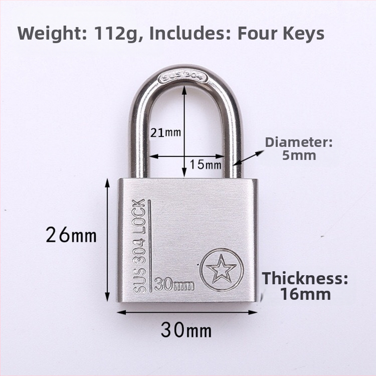 304 nerūdijančio plieno spyna, atsparus vagystėms ir vandeniui, tiesioginio atidarymo tipas, modelis Sbe, šiuolaikiškas minimalistinis dizainas