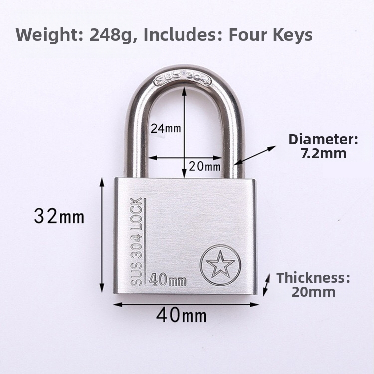 304 nerūdijančio plieno spyna, atsparus vagystėms ir vandeniui, tiesioginio atidarymo tipas, modelis Sbe, šiuolaikiškas minimalistinis dizainas