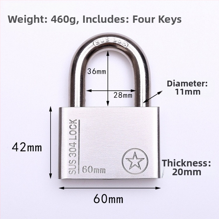 304 nerūdijančio plieno spyna, atsparus vagystėms ir vandeniui, tiesioginio atidarymo tipas, modelis Sbe, šiuolaikiškas minimalistinis dizainas