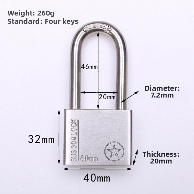 304 nerūdijančio plieno spyna, atsparus vagystėms ir vandeniui, tiesioginio atidarymo tipas, modelis Sbe, šiuolaikiškas minimalistinis dizainas