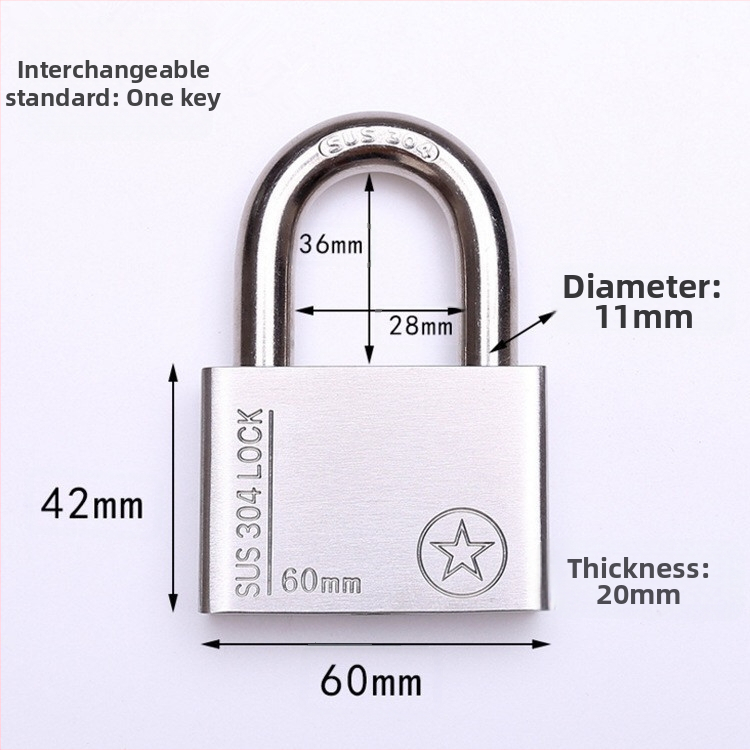 304 nerūdijančio plieno spyna, atsparus vagystėms ir vandeniui, tiesioginio atidarymo tipas, modelis Sbe, šiuolaikiškas minimalistinis dizainas
