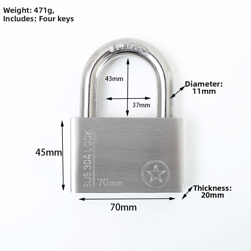 304 nerūdijančio plieno spyna, atsparus vagystėms ir vandeniui, tiesioginio atidarymo tipas, modelis Sbe, šiuolaikiškas minimalistinis dizainas
