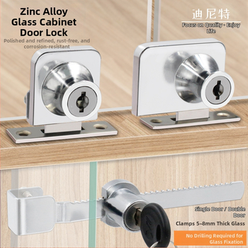Jin Aoding заключване за стъклен витринен шкаф — за единични и двойни врати; корпус: цинкова сплав; модел 001; подходящ за мебели/домашна декорация