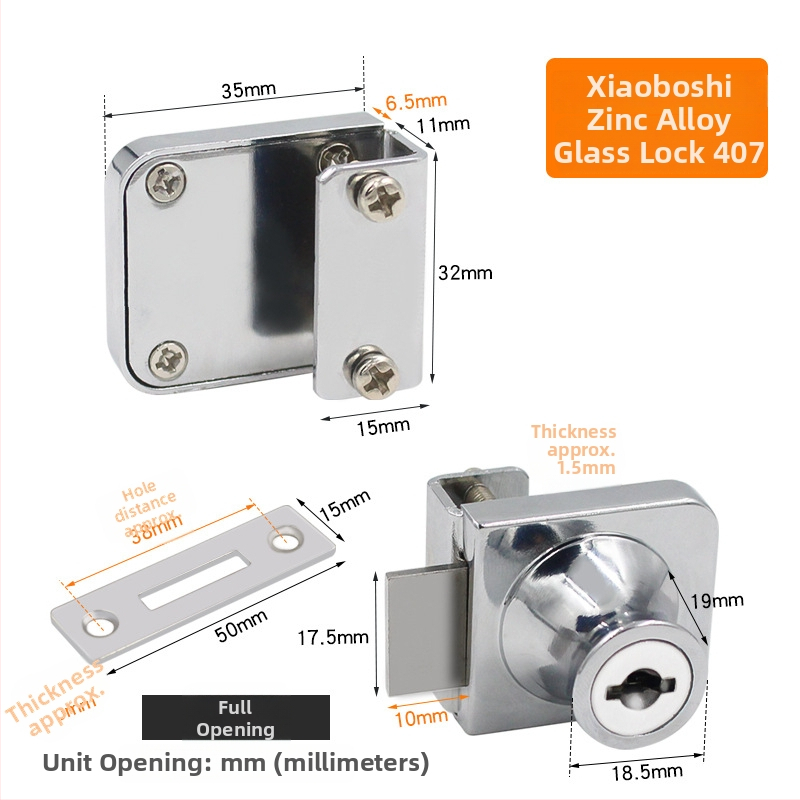 Jin Aoding заключване за стъклен витринен шкаф — за единични и двойни врати; корпус: цинкова сплав; модел 001; подходящ за мебели/домашна декорация