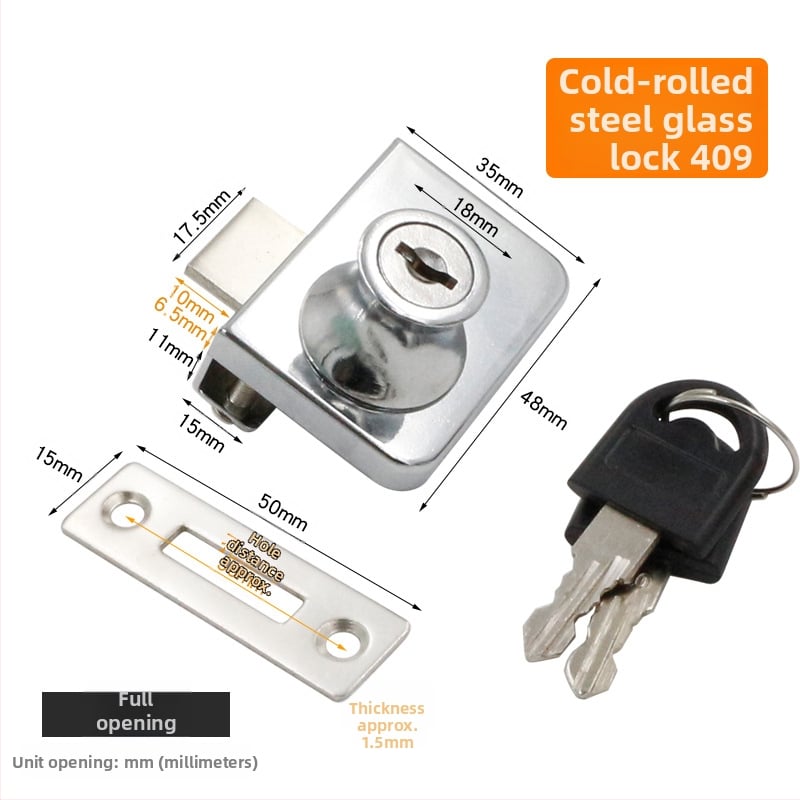 Jin Aoding заключване за стъклен витринен шкаф — за единични и двойни врати; корпус: цинкова сплав; модел 001; подходящ за мебели/домашна декорация