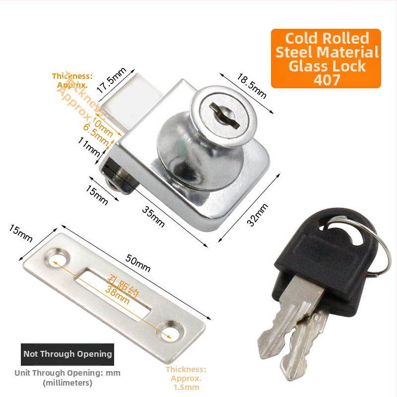 Jin Aoding заключване за стъклен витринен шкаф — за единични и двойни врати; корпус: цинкова сплав; модел 001; подходящ за мебели/домашна декорация