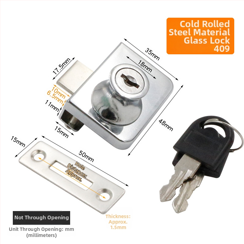 Jin Aoding заключване за стъклен витринен шкаф — за единични и двойни врати; корпус: цинкова сплав; модел 001; подходящ за мебели/домашна декорация