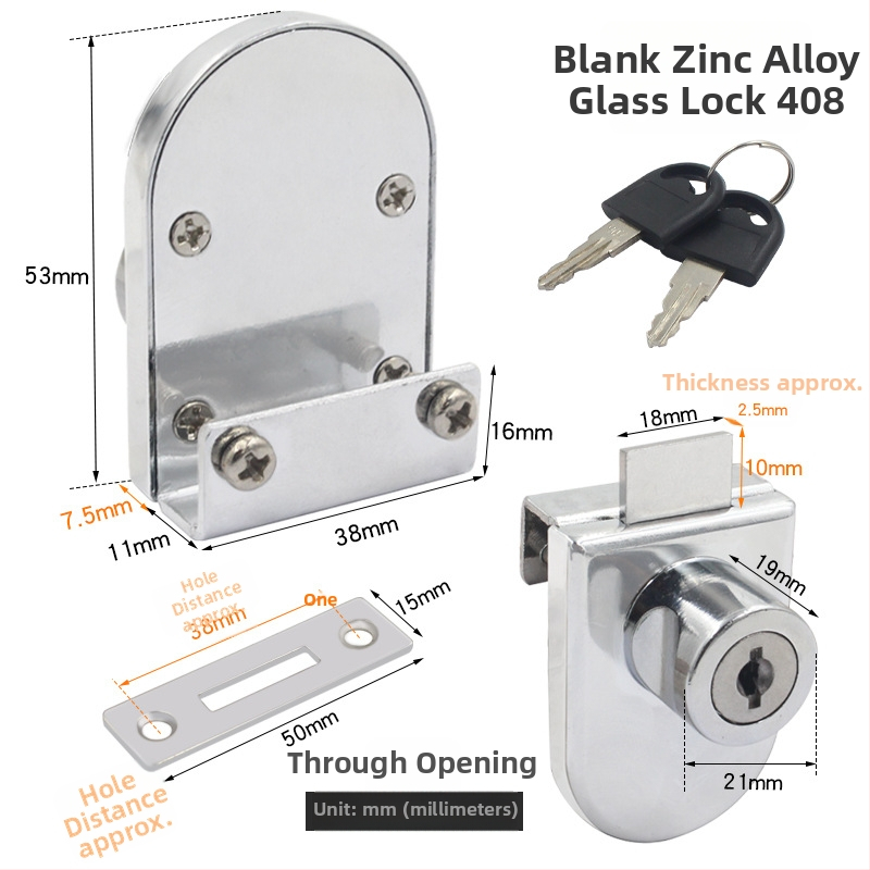 Jin Aoding заключване за стъклен витринен шкаф — за единични и двойни врати; корпус: цинкова сплав; модел 001; подходящ за мебели/домашна декорация