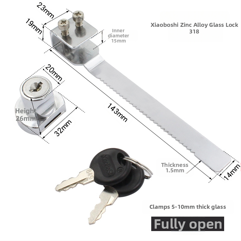 Jin Aoding заключване за стъклен витринен шкаф — за единични и двойни врати; корпус: цинкова сплав; модел 001; подходящ за мебели/домашна декорация