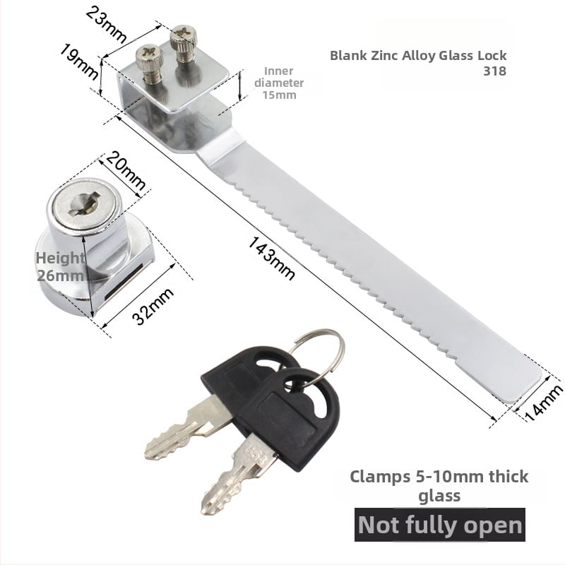 Jin Aoding заключване за стъклен витринен шкаф — за единични и двойни врати; корпус: цинкова сплав; модел 001; подходящ за мебели/домашна декорация