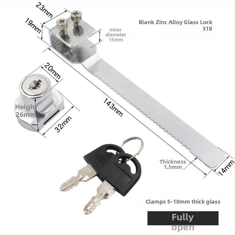 Jin Aoding заключване за стъклен витринен шкаф — за единични и двойни врати; корпус: цинкова сплав; модел 001; подходящ за мебели/домашна декорация
