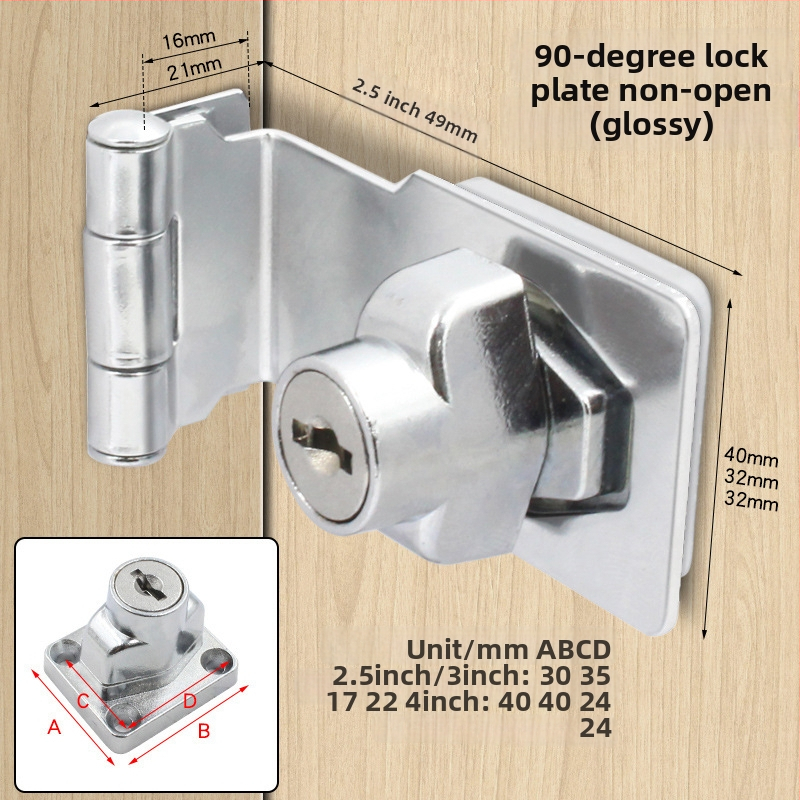 Jin Aoding tsinkide suklus kapp lukustus, puurimiseta paigaldus, 90° nurga sahtli/kapi lukustus, mudel 2023.1.7, litsentsitud privaatse märgistuse võimalus