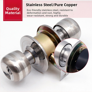 Заключалка за врата от неръждаема стомана с топка – удебелен модел за дървени врати, за домашна спалня