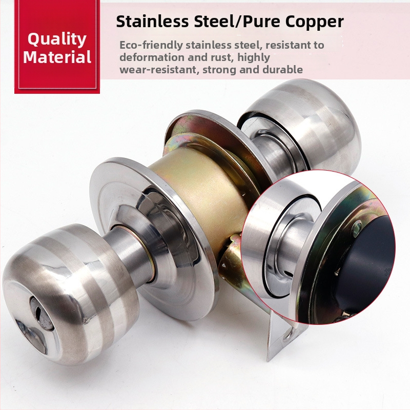 Заключалка за врата от неръждаема стомана с топка – удебелен модел за дървени врати, за домашна спалня