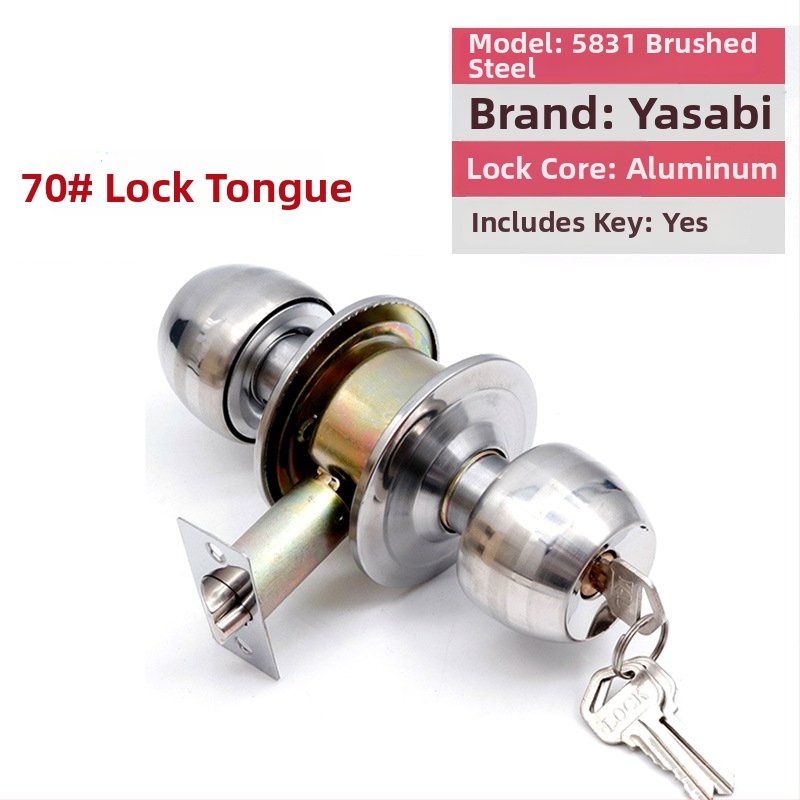 Заключалка за врата от неръждаема стомана с топка – удебелен модел за дървени врати, за домашна спалня