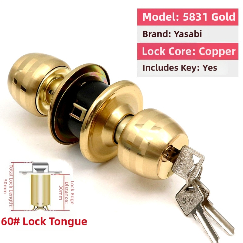 Заключалка за врата от неръждаема стомана с топка – удебелен модел за дървени врати, за домашна спалня