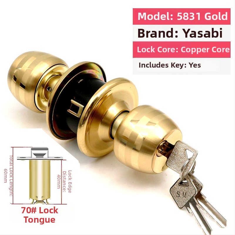 Заключалка за врата от неръждаема стомана с топка – удебелен модел за дървени врати, за домашна спалня