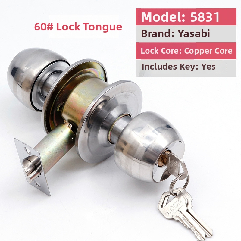 Заключалка за врата от неръждаема стомана с топка – удебелен модел за дървени врати, за домашна спалня