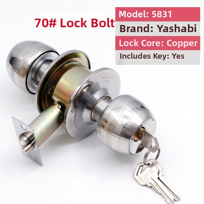 Заключалка за врата от неръждаема стомана с топка – удебелен модел за дървени врати, за домашна спалня