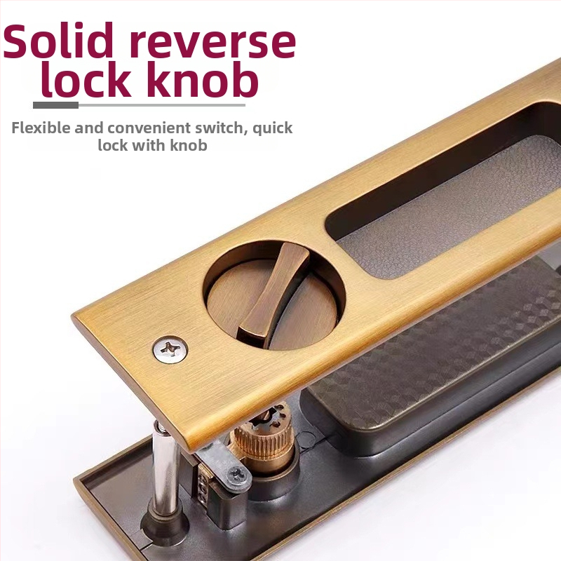 Asabi 9026 posuvná zámka na drevené dvere, s vestavěnou rukoväťou, skrytý mechanizmus, zo zinkovej zliatiny, vhodná pre balkónové a kuchynské dvere, moderný minimalistický štýl