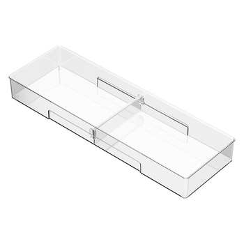 Органайзер за чекмеджета с подвижна преграда; прозрачен PET; подов монтаж; едно ниво; персонализиран