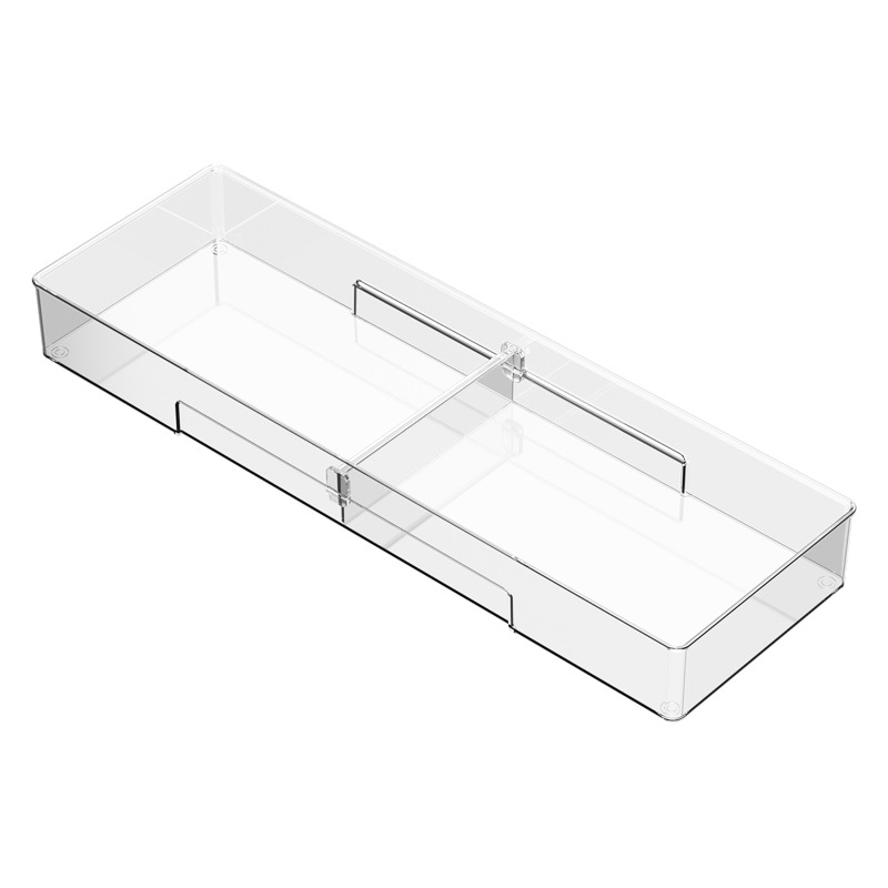 Органайзер за чекмеджета с подвижна преграда; прозрачен PET; подов монтаж; едно ниво; персонализиран