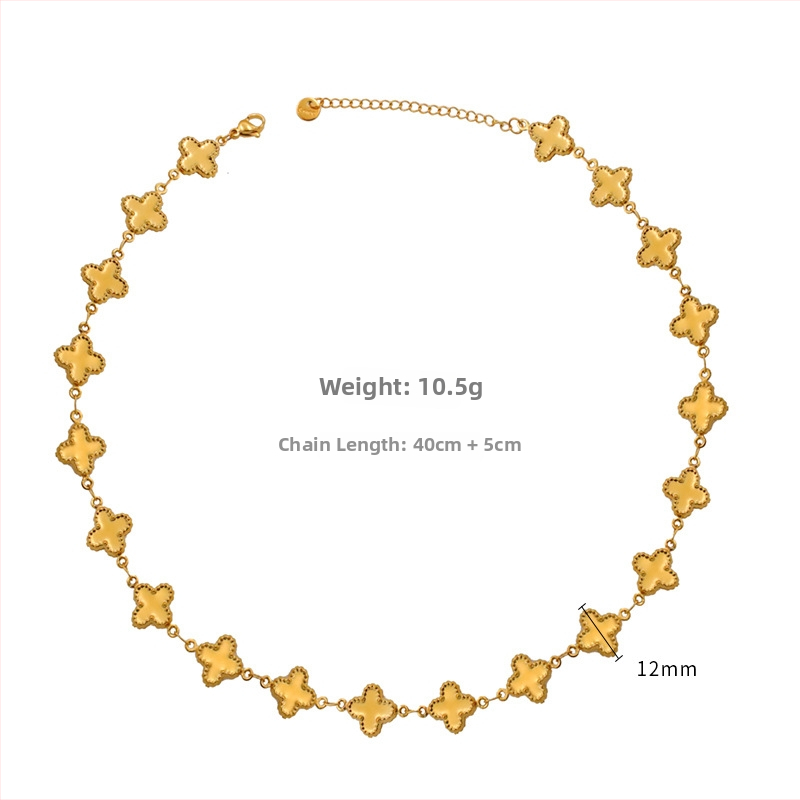 Apyrankė su keturių lapų dobilo geometijos dizainu, lydinys, elektroplakavimas, moterims skirtas mados aksesuaras