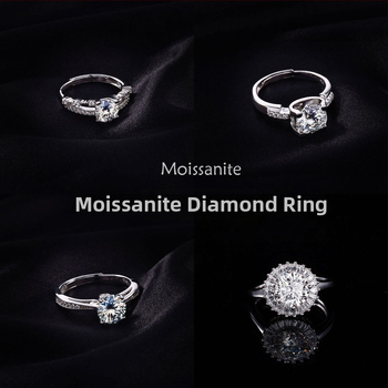 Shiny Selection 925 sidabro Moissanito žiedas, paprastas stilius moterims
