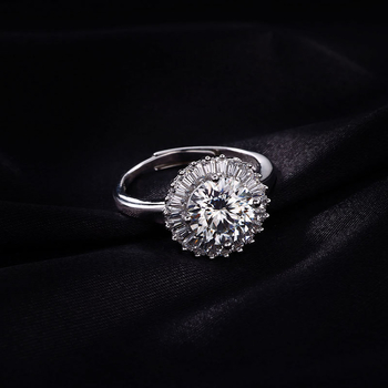 Shiny Selection 925 sidabro Moissanito žiedas, paprastas stilius moterims
