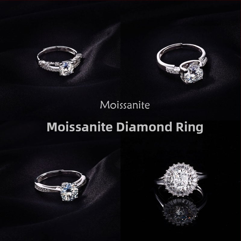 Shiny Selection 925 sidabro Moissanito žiedas, paprastas stilius moterims