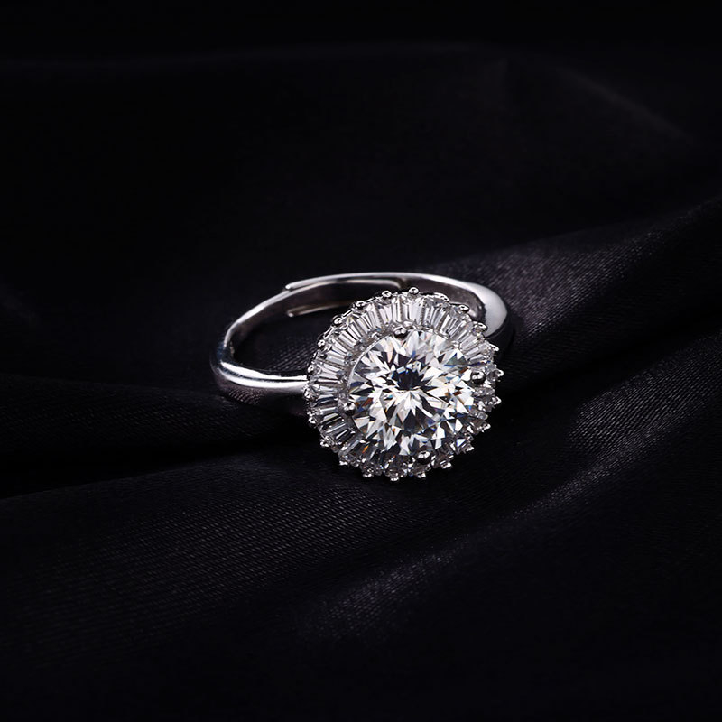 Shiny Selection 925 sidabro Moissanito žiedas, paprastas stilius moterims