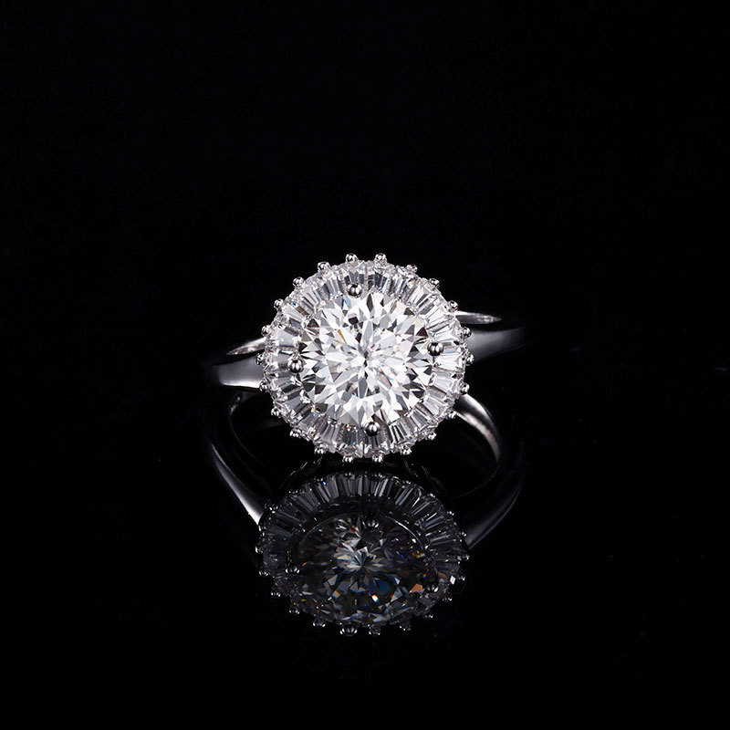 Shiny Selection 925 sidabro Moissanito žiedas, paprastas stilius moterims