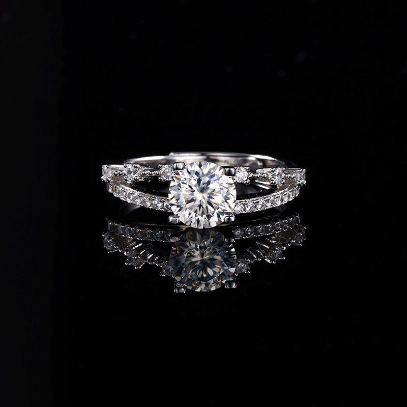 Shiny Selection 925 sidabro Moissanito žiedas, paprastas stilius moterims