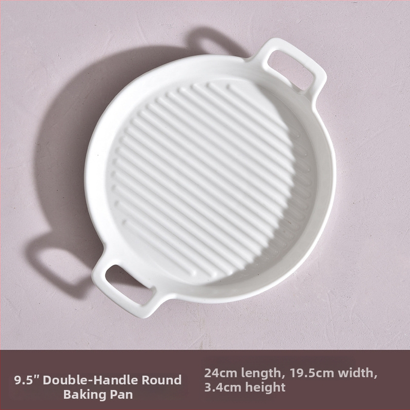 Portselininė kvadratinė kepimo skarda su viena rankena, vientisas raštas, mikrobangų krosnelėje tinkama