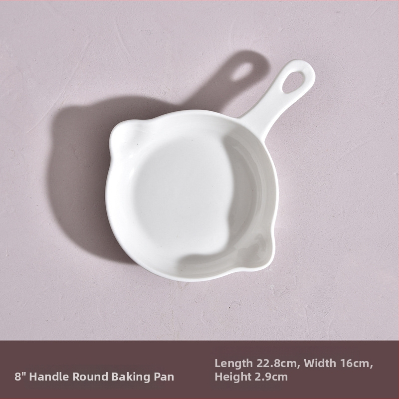 Portselininė kvadratinė kepimo skarda su viena rankena, vientisas raštas, mikrobangų krosnelėje tinkama