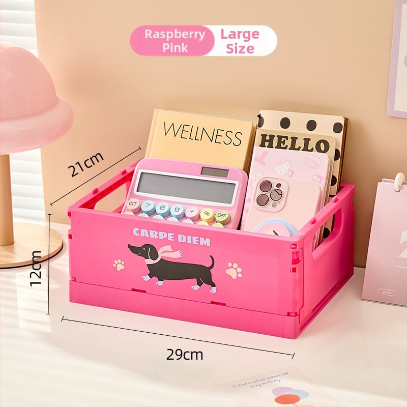 Настолна кутия за съхранение – PP пластмаса, сгъваема и подреждаща се, капацитет 2 л, карикатурен дизайн