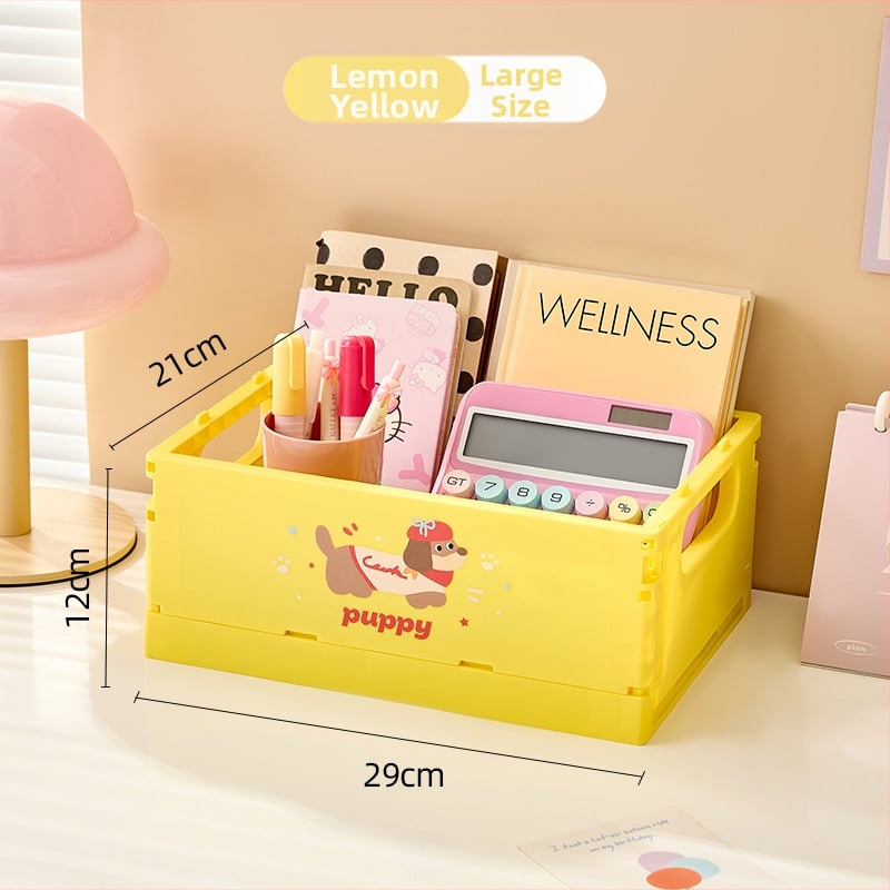 Настолна кутия за съхранение – PP пластмаса, сгъваема и подреждаща се, капацитет 2 л, карикатурен дизайн