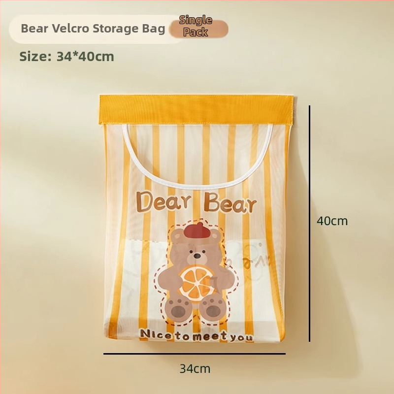 Tinkle montuojama sieninė laikymo kišenė šiukšlių maišiams, virtuvėje, mielas cartoon stilius, daugiafunkcinis organizatorius.